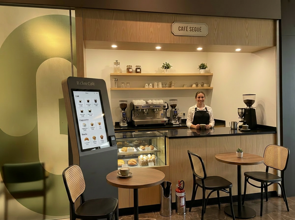 Ambiente da microcafeteria BSorso, em imagem do site da marca